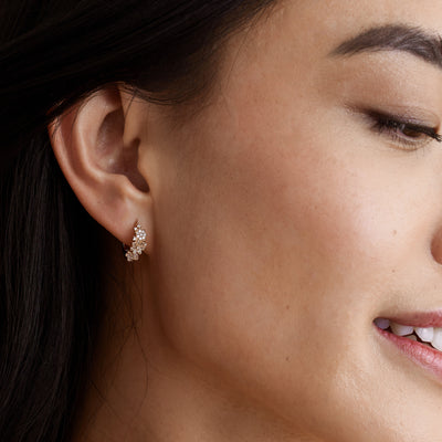Luxe Floral Huggie Hoop Earrings Gold Vermeil Earring