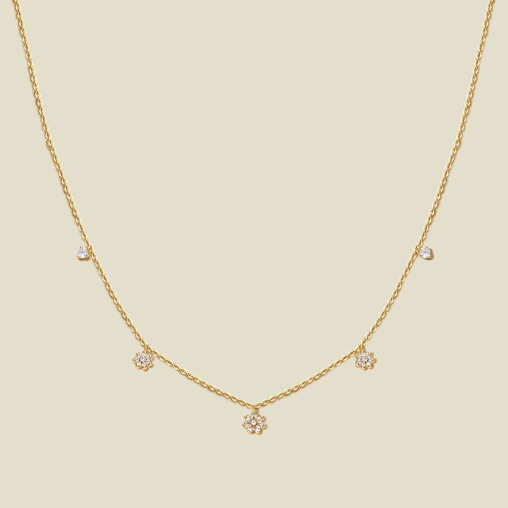 Luxe Flower Floating Necklace Gold Vermeil Necklace