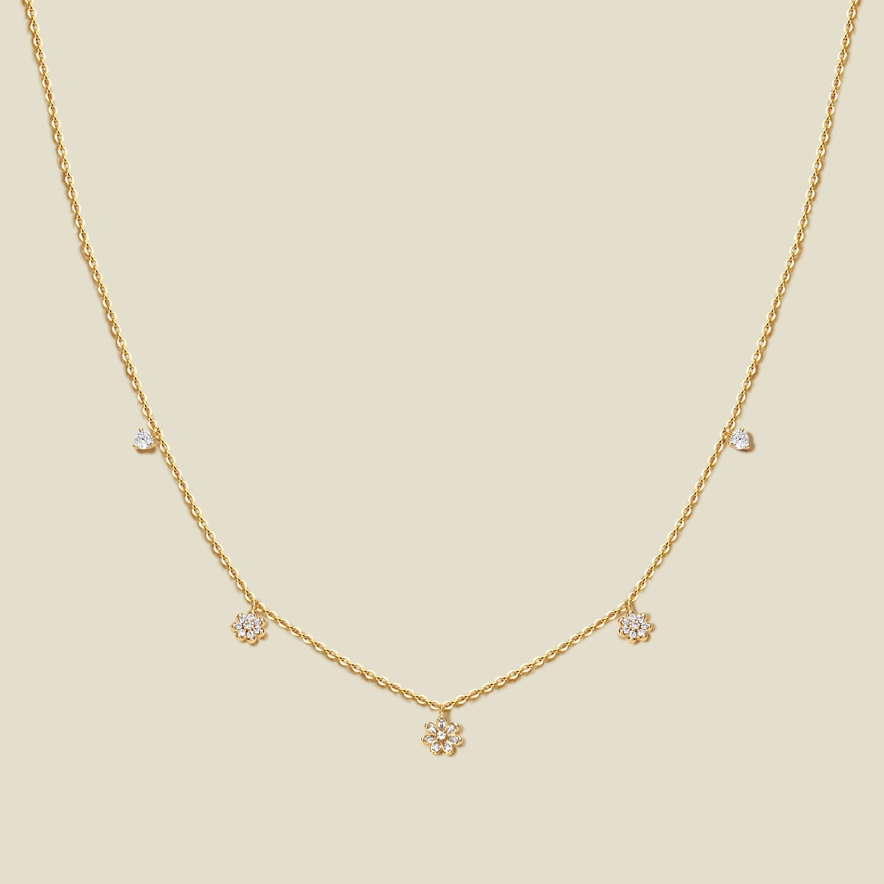 Luxe Flower Floating Necklace Gold Vermeil Necklace