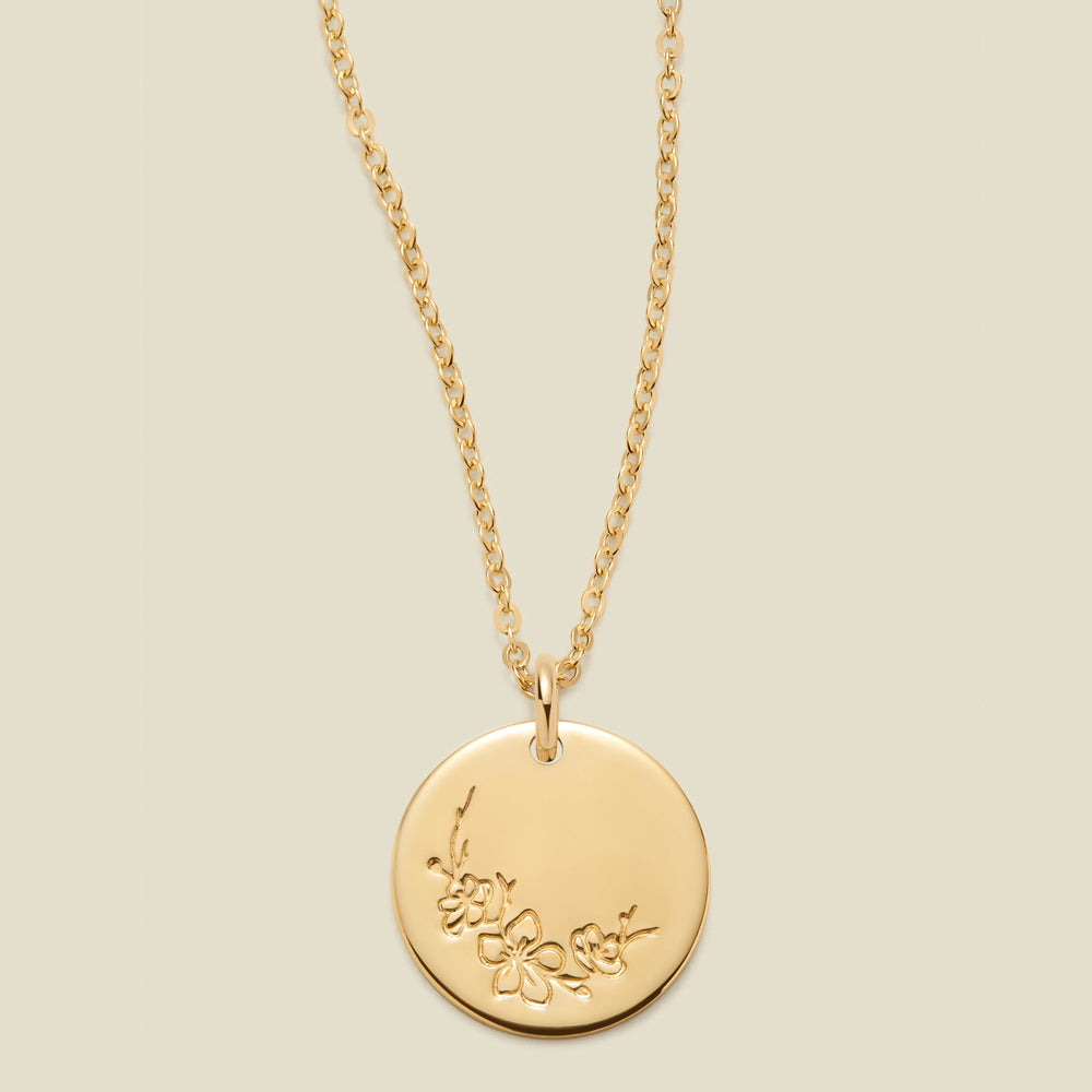 March Birth Flower Necklace Gold Filled / 1/2" / 16"-18" Necklace