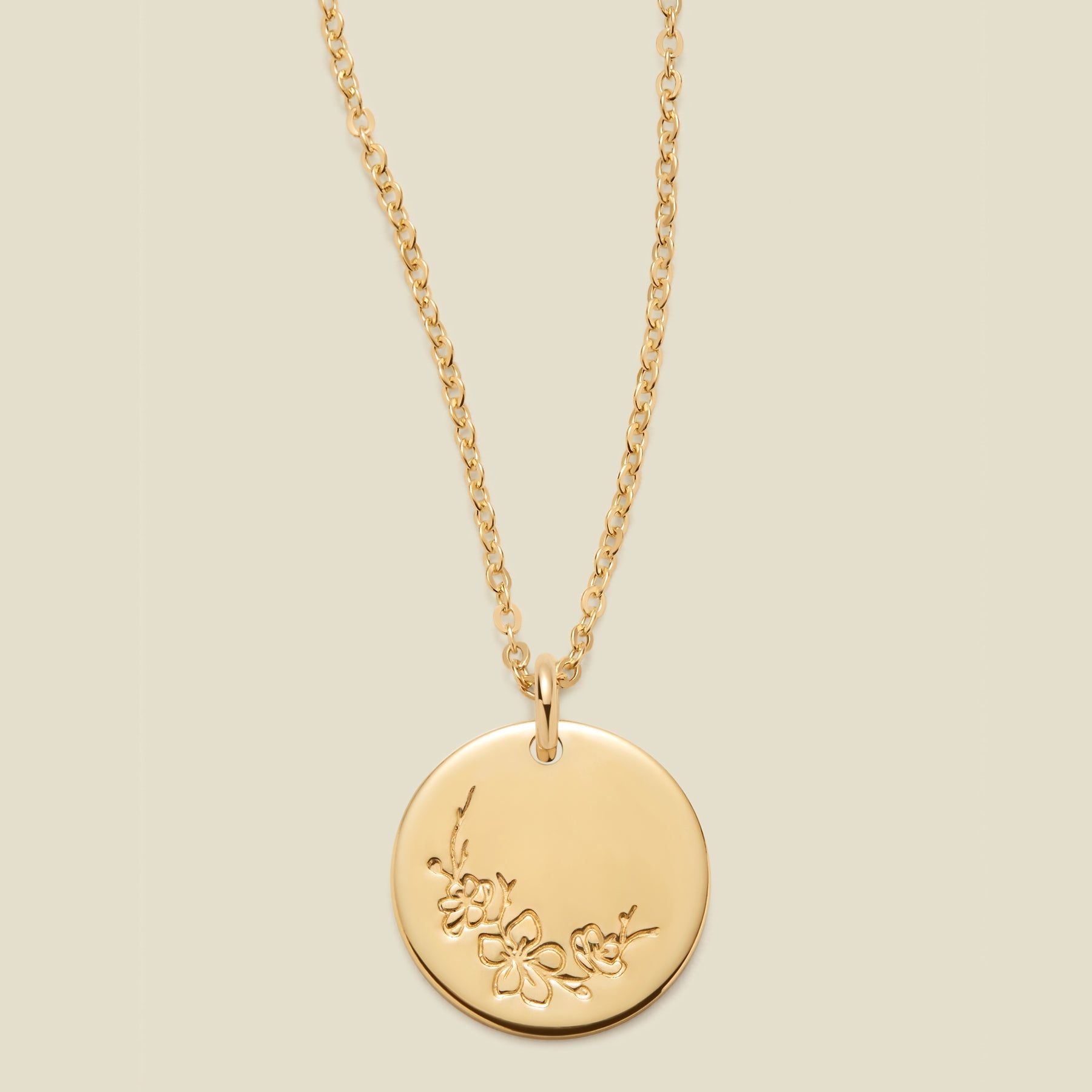 March Birth Flower Necklace Gold Filled / 1/2" / 16"-18" Necklace