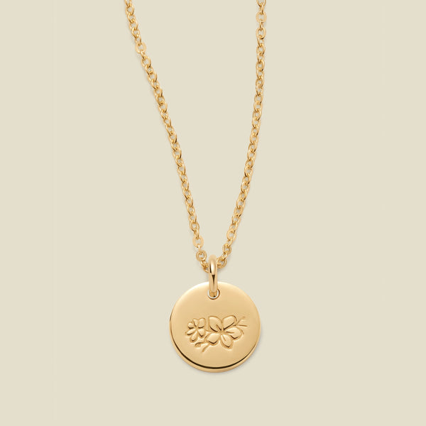 March Birth Flower Necklace Gold Filled / 3/8" / 16"-18" Necklace