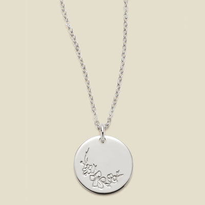 March Birth Flower Necklace Silver / 1/2" / 16"-18" Necklace