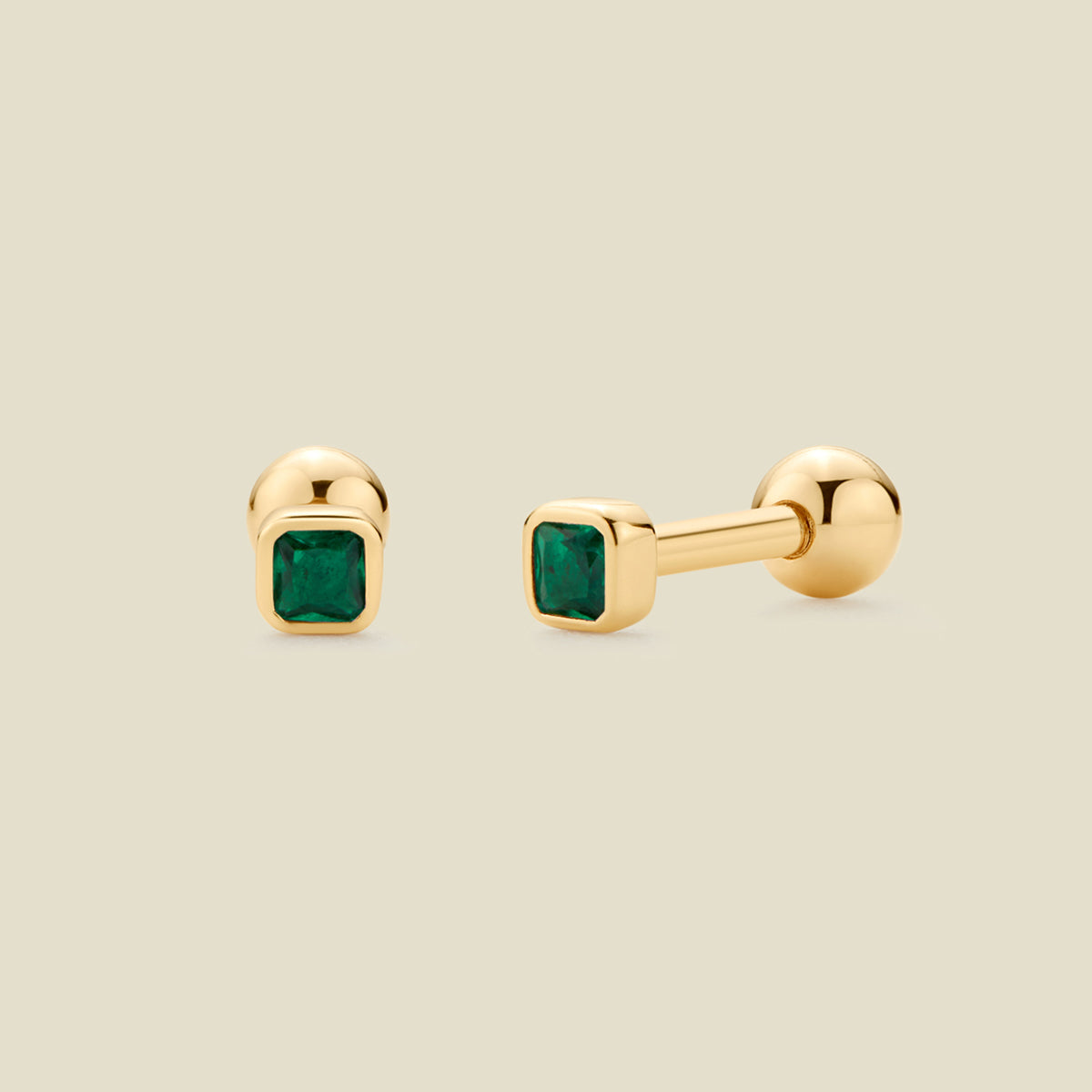 May Birthstone Stud Earrings Gold Vermeil Earring