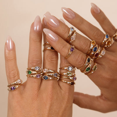 August Oval Birthstone Signet Ring
