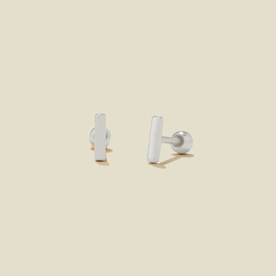 Mini Bar Stud Earrings Silver Earring