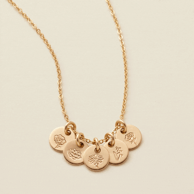 Mini Birth Flower Stacker Necklace | 1/4" Disc Necklace