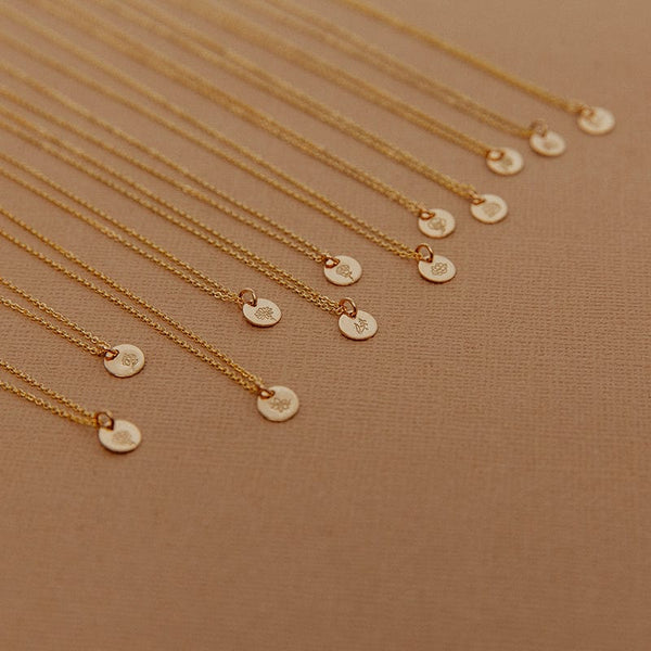 Mini Birth Flower Stacker Necklace | 1/4" Disc Necklace
