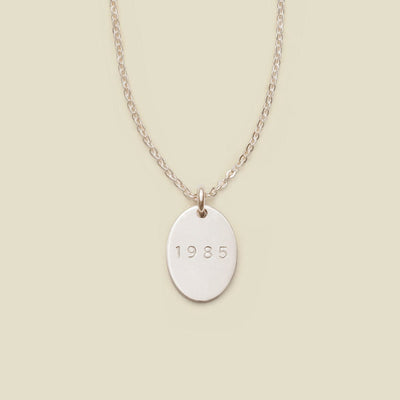 Mini Oval Disc Necklace Silver / 16"-18" Necklace