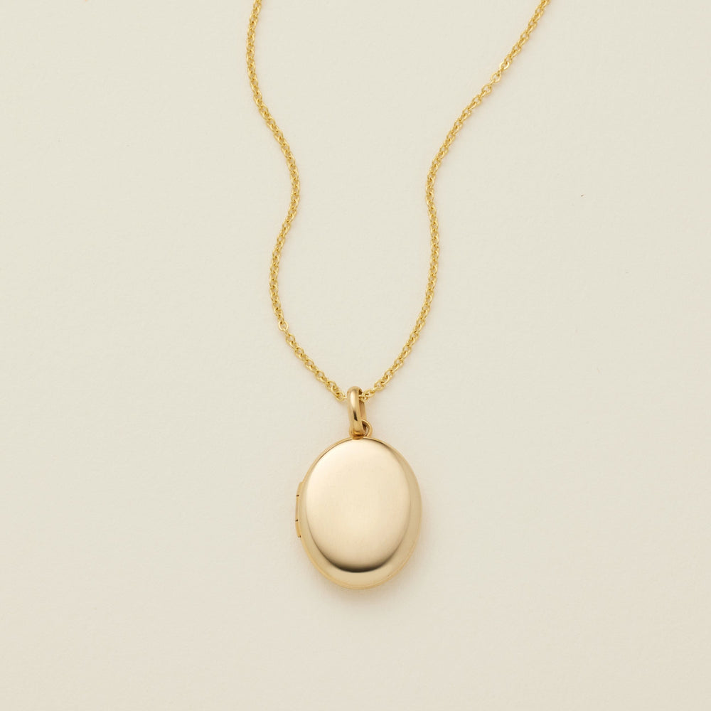 Mini Oval Locket Necklace Gold Filled / 16"-18" Necklace