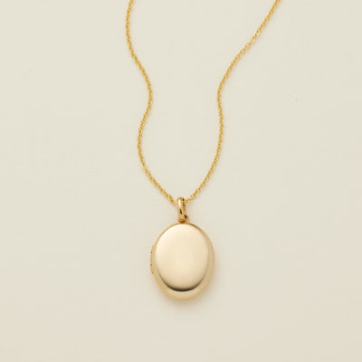 Mini Oval Locket Necklace Gold Filled / 16"-18" Necklace