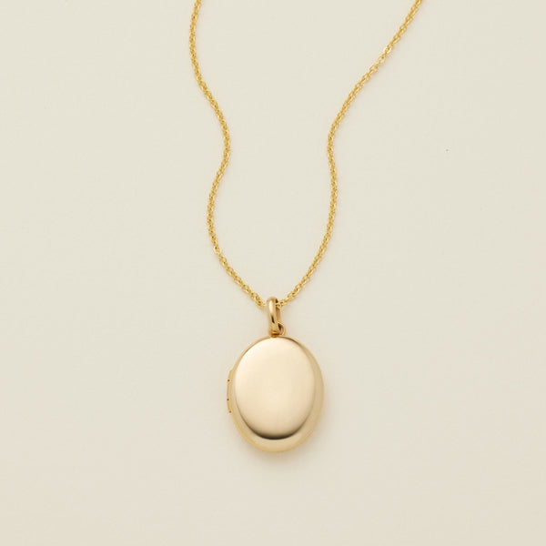 Mini Oval Locket Necklace Gold Filled / 16"-18" Necklace
