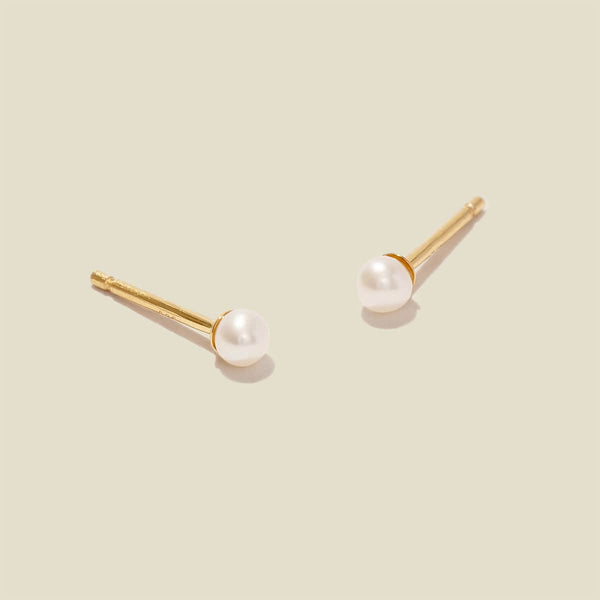 Mini Pearl Stud Earrings Gold Vermeil Earring
