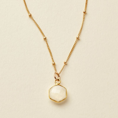 Moonstone Gemstone Necklace Gold Filled / 16" Necklace