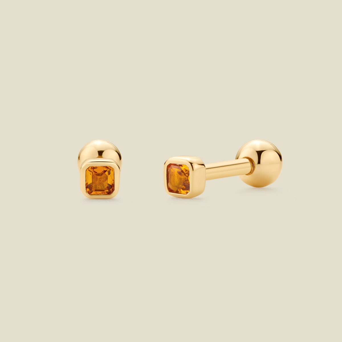 November Birthstone Stud Earrings Gold Vermeil Earring