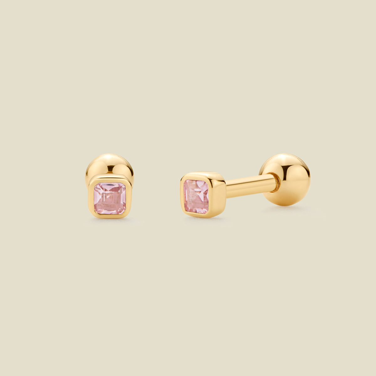 October Birthstone Stud Earrings Gold Vermeil Earring