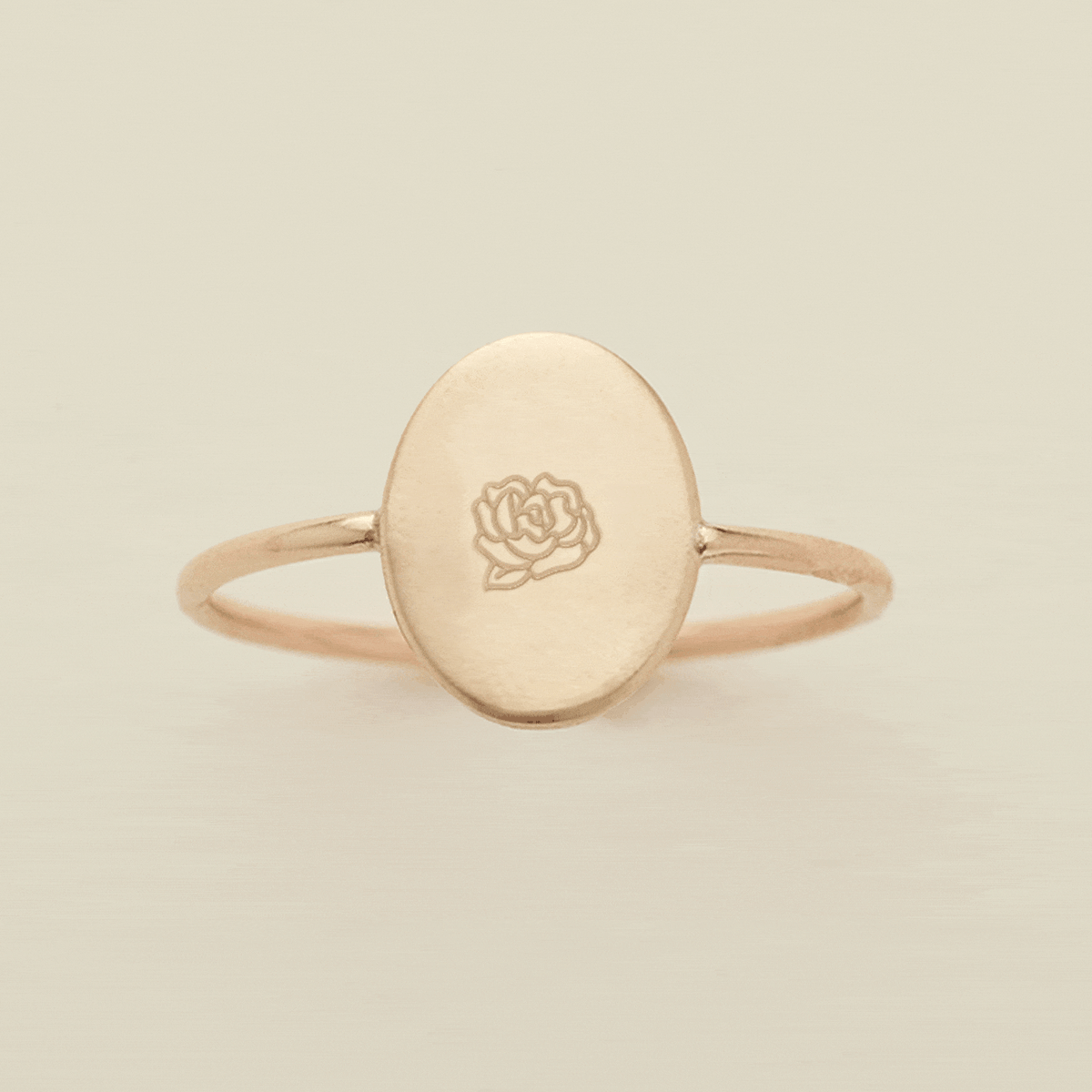 Oval Customized Ring - Initial or Birth Flower Gold Filled / 5 Ring