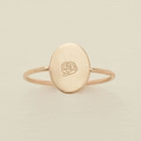 Oval Customized Ring - Initial or Birth Flower Gold Filled / 5 Ring