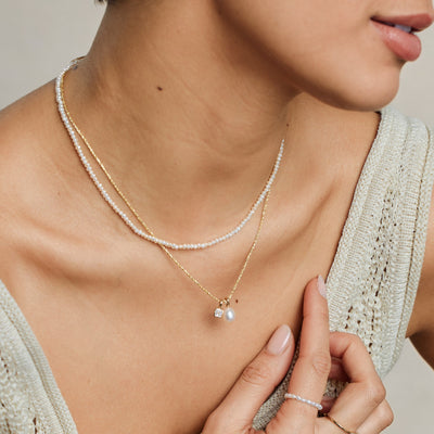 Pearl Strand Choker Gold Vermeil Necklace