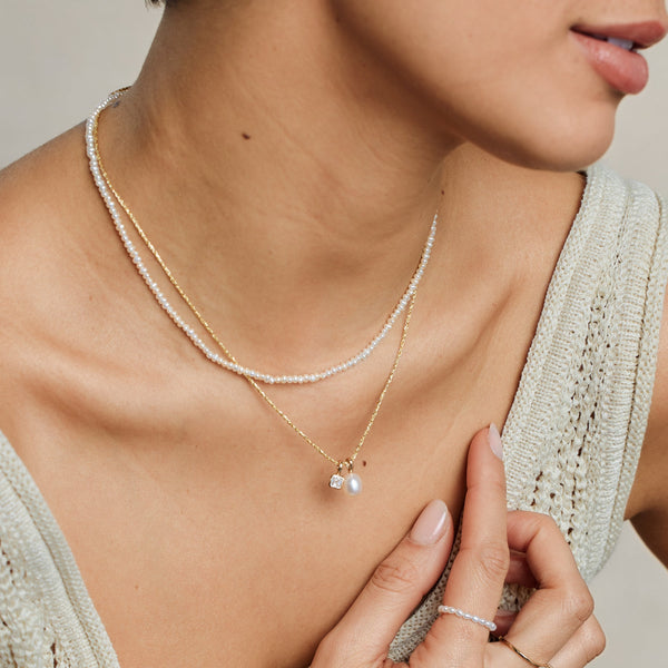 Pearl Strand Choker Gold Vermeil Necklace