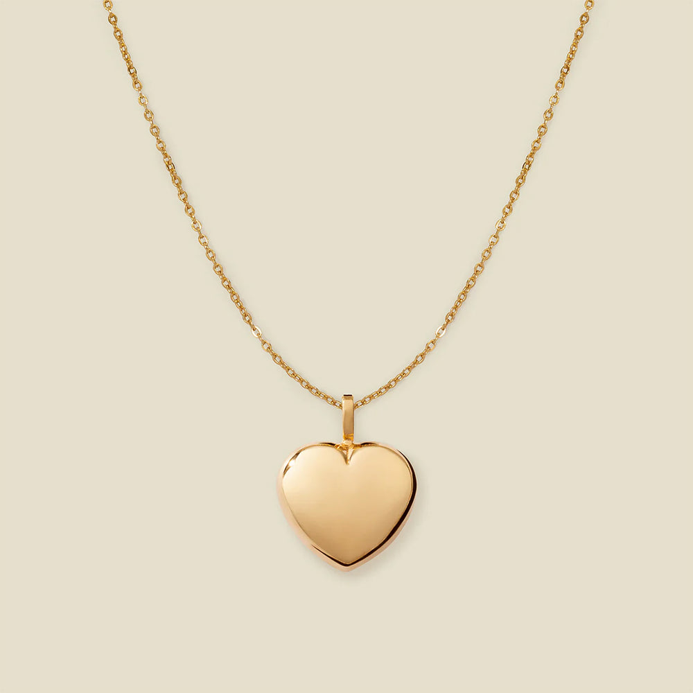 Puffy Heart Charm Necklace Gold Filled / 16"-18" Necklace