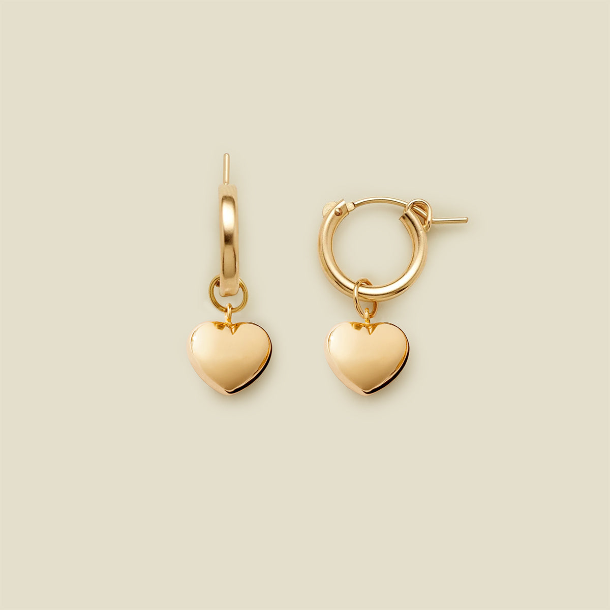 Puffy Heart Hoop Charm Earrings