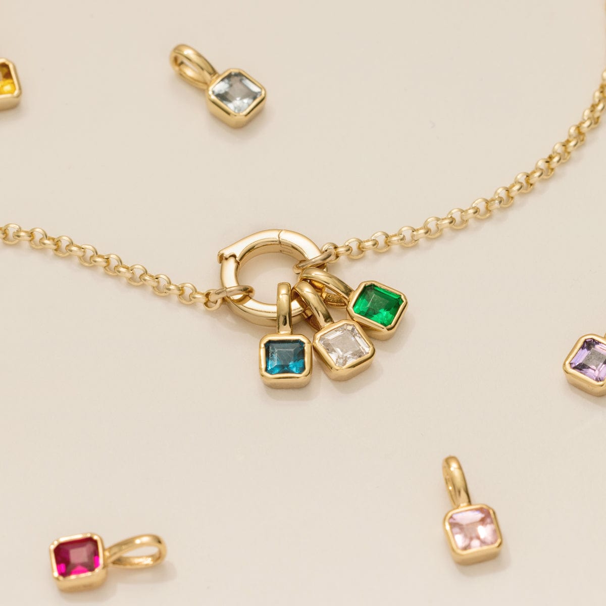 14K Gold Filled Tiny CZ Bracelet Charm Collection, 4 Style Options