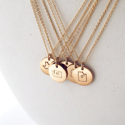 State Disc Necklace- 1/2" Necklace