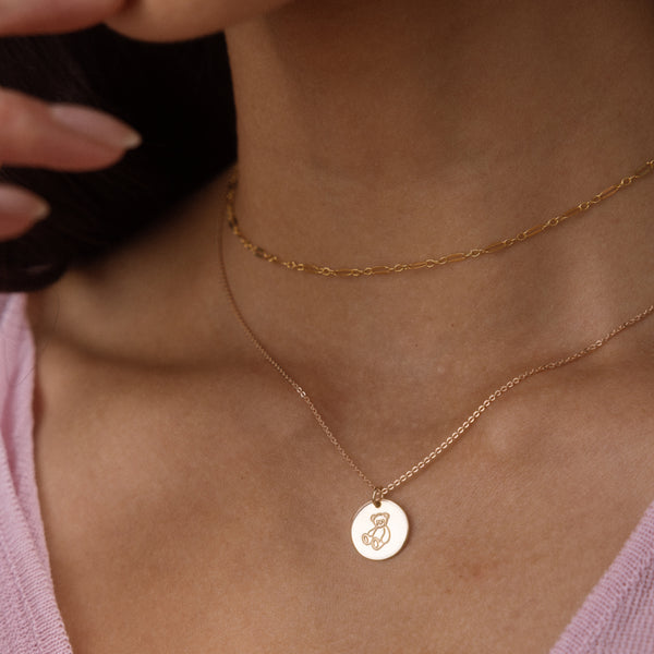 Teddy Bear Disc Necklace