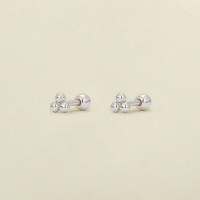 Trinity Bead Stud Earrings Silver Earring