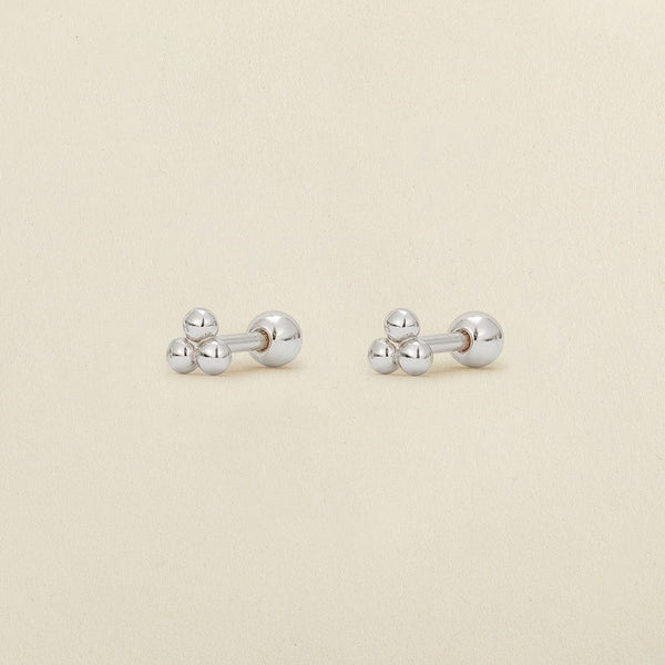 Trinity Bead Stud Earrings Silver Earring